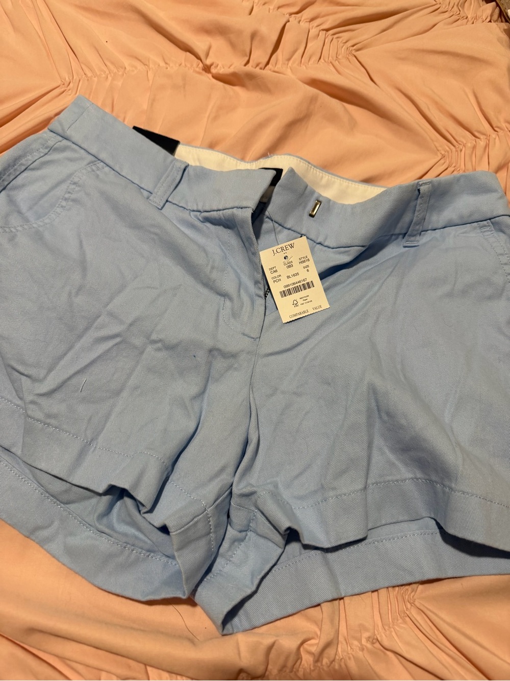 J. Crew Light Blue High-Rise Chino Shorts
